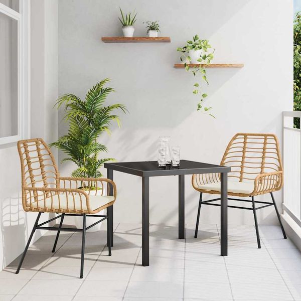 vidaXL Záhradný jedálenský set 3 pcs Hnedá polyratan