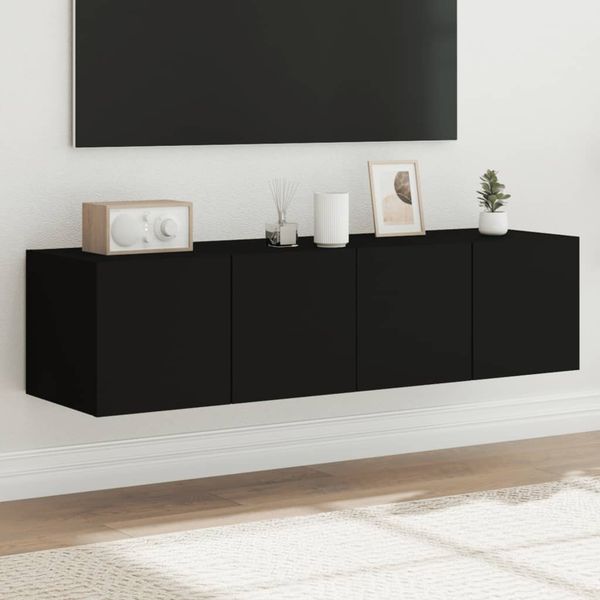 vidaXL TV nástenné skrinky s LED svetlami 2 ks čierne 60x35x31 cm
