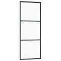 vidaXL Posuvné dvere s kovaním čierne 76x205 cm ESG sklo