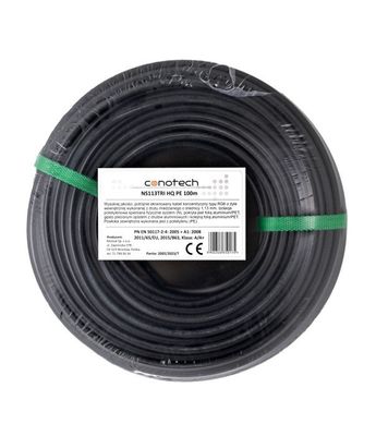 Koaxiálny kábel CONO-TECH RG6 NS CB113 1,13mm CU, Trishield, PE, 6,8mm, 100m čierny