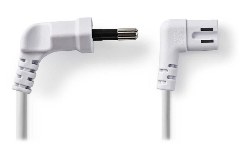 Nedis CEGL11055WT30 - Napájací kábel | Euro zástrčka – IEC-320-C7 | 3 m | Úhlový | Úhlový Ľavý | Biely kábel, napájací, zástrčka Euro na IEC-320-C7, dvojlinka, úhlový, 3m, biely