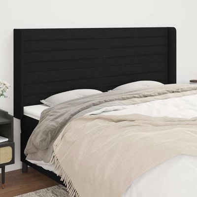 vidaXL Čelo postele so záhybmi čierne 203x16x118/128 cm látka