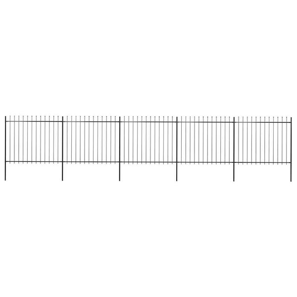 vidaXL Záhradný plot s vrchnou časťou z ocele 892,5x150 cm čierny