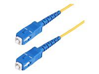 Startech 100m (328ft) SC to SC (UPC) OS2 Single Mode Simplex Fiber Optic Cable, 9/125µm, 40G/100G, Bend Insensitive, Low Insertion Loss, LSZH Fiber Patch Cord - Prepojovací kábel - jednoduchý režim SC/UPC (M) do jednoduchý režim SC/UPC (M) - 100 m - 100 m - 2 mm - optické vlákno - simplex - 9 / 125 mikrón - OS1/OS2 - neobsahuje halogén, pasívny, obojsmerný - žltá