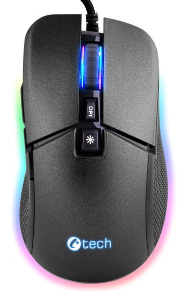 C-TECH Dawn/Herná/Optická/Pre pravákov/6 400 DPI/Drôtová USB/Čierna