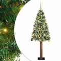 vidaXL Úzky vianočný stromček s 300 LED-i so stojanom Zelená 210 cm