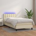 vidaXL Boxspring posteľ s matracom a LED krémová 100x200 cm umelá koža