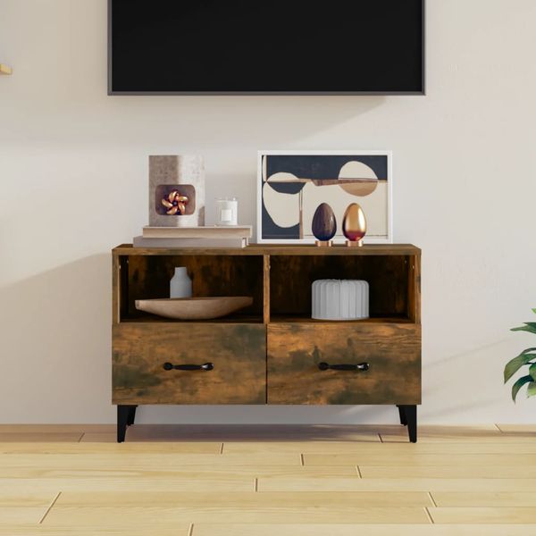 vidaXL TV skrinka dymový dub 80x36x50 cm spracované drevo