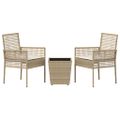 vidaXL Záhradný bistro set 3 ks Béžová polyratan