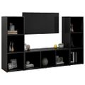 vidaXL TV skrinky 3 ks čierne 107x35x37 cm drevotrieska