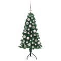 vidaXL Rohový umelý vianočný strom s 150 LED-i Zelená 120 cm PVC a kov