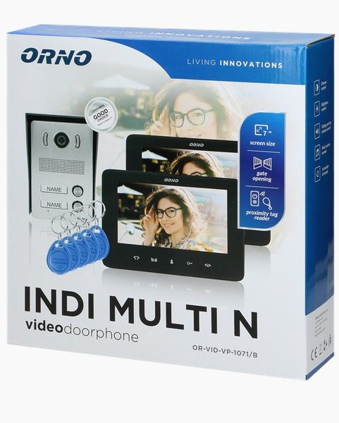 Videozvonček ORNO OR-VID-VP-1071/B, INDI MULTI N, dvojgeneračný, LCD 7", čierny Videozvonek ORNO OR-VID-VP-1071/B, INDI MULTI N, dvougenerační, LCD 7", černý