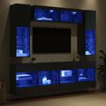 vidaXL Sada nástenného kabinetu na TV s LED Nástenný 6 pcs Čierny Dub
