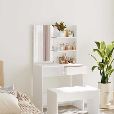 vidaXL Toaletný stolík so zrkadlom biely 74,5x40x141 cm