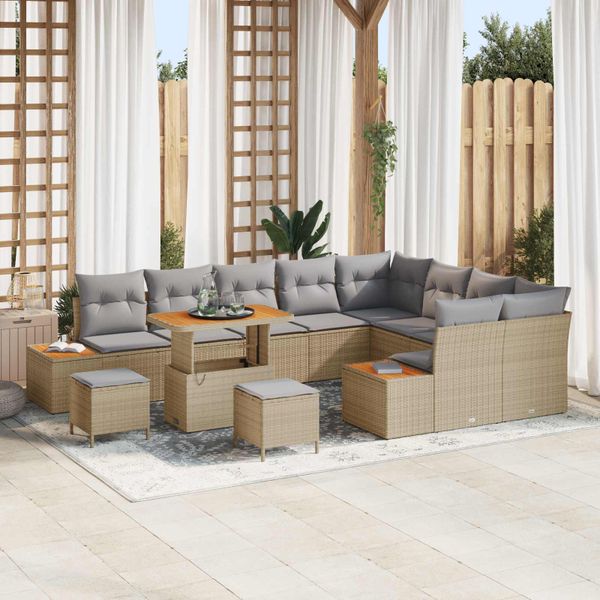 vidaXL Súprava záhradných pohoviek 12 pcs Beige a svetlo šedá