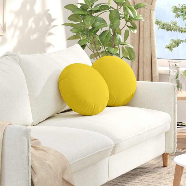 vidaXL Vankúše na sedenie 2 pcs Svetložltá Ø40 x 13 cm látka