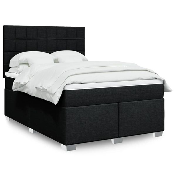 vidaXL Posteľný rám boxspring s matracom čierny 160x200 cm látka