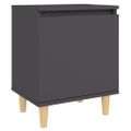 vidaXL Nočné stolíky 2 ks nohy z masívneho dreva sivé 40x30x50 cm