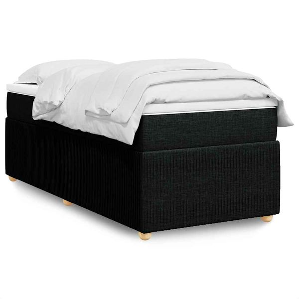 vidaXL Posteľný rám boxspring s matracom čierny 90x200 cm látka