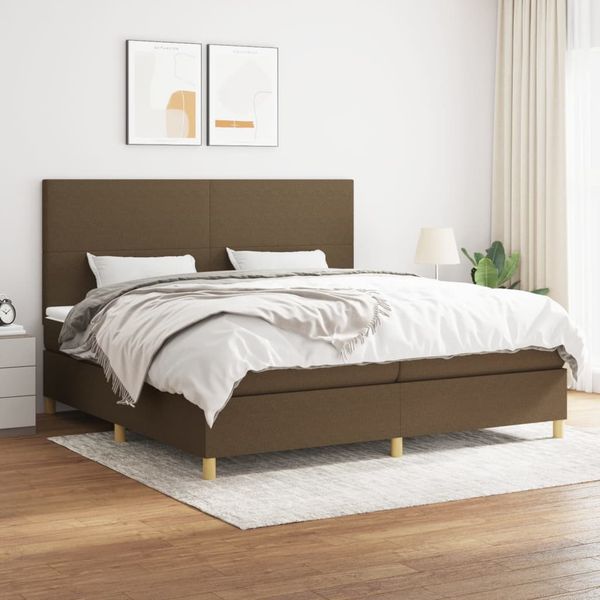 vidaXL Boxspring posteľ s matracom tmavohnedá 200x200 cm látka