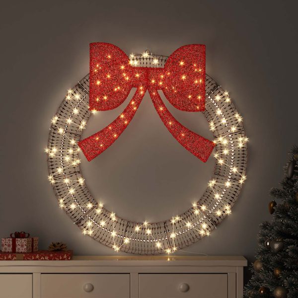 vidaXL Veniec s 150 LED-i Teplá biela 121 x 121 x 10 cm PET