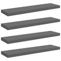 vidaXL Plávajúce nástenné police 4 ks, lesklé sivé 90x23,5x3,8 cm, MDF