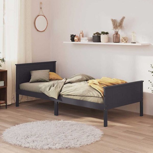 vidaXL Posteľný rám sivý borovicový masív 100x200 cm