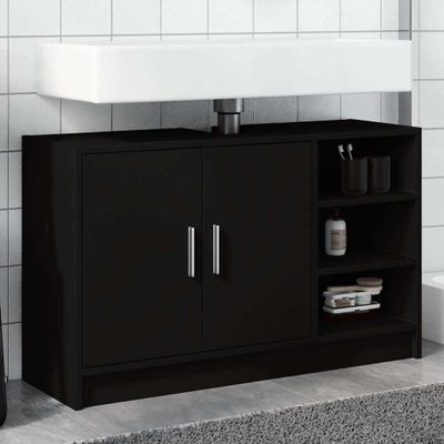 vidaXL Skrinka pod umývadlo čierna 90x29x55 cm kompozitné drevo
