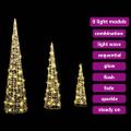 vidaXL Vianočný stromček 3 ks 90 LED Teplá biela 20 x 20 x 80 cm PET