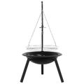 vidaXL Ohnisko s nastaviteľným grilom ⌀55,5 x 107,5 cm Oceľ Čierna