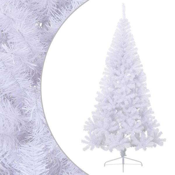 vidaXL Umelý polovičný vianočný stromček+stojan, biely 240 cm, PVC