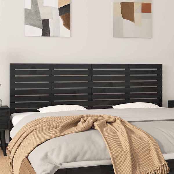 vidaXL Nástenné čelo postele čierne 206x3x63 cm masívna borovica