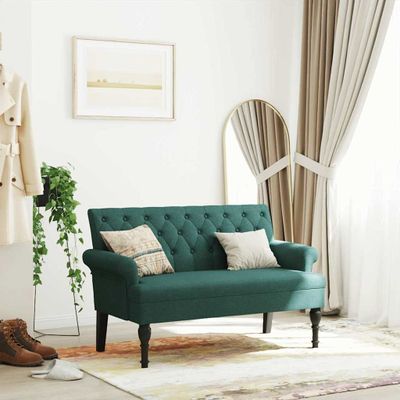 vidaXL Lavička s operadlom tmavozelená 120x62x75,5 cm látka