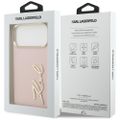 Puzdro Karl Lagerfeld z PU kože s logom Karl script a kovovými tlačidlami fotoaparátu pre iPhone 17 Pro Max ružová
