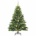 vidaXL Umelý vianočný stromček s 150 LED-i Zelená 150 cm PE a PVC