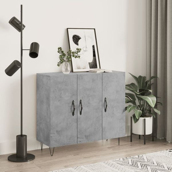 vidaXL Komoda betónová sivá 90x34x80 cm kompozitné drevo