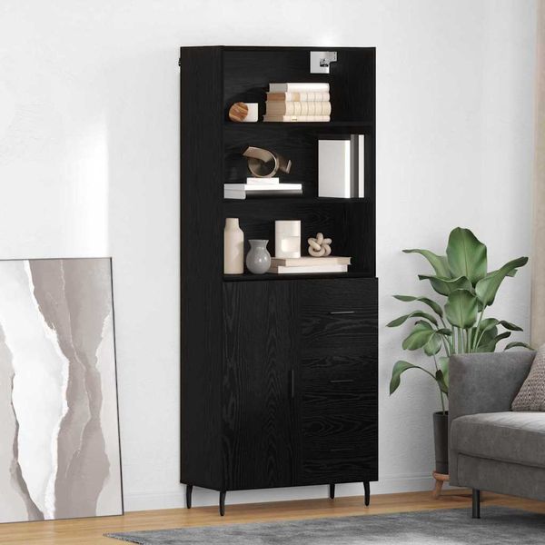 vidaXL Highboard so zásuvkou Čierny dub 69,5 x 34 x 180 cm