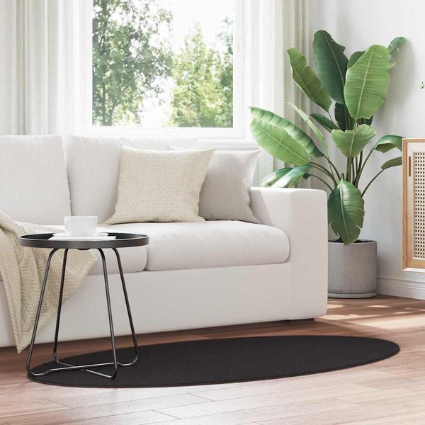vidaXL Kusové koberce Oválny HUARTE Čierna 80 x 150 cm 100% polyester