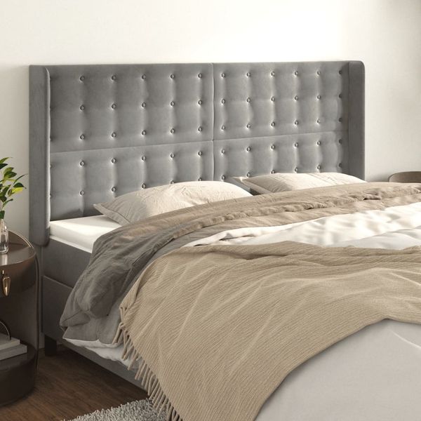 vidaXL Čelo postele so záhybmi bledosivé 163x16x118/128 cm zamat
