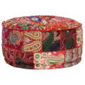 vidaXL Patchwork taburetka z bavlny okrúhla 40x20 cm červená