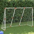 vidaXL Detské futbalové bránky s loptami 2v1 biele 184x64x124 cm