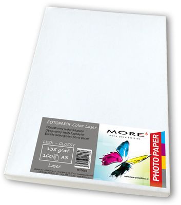 Fotopapier lesk,obojstran.kompatibilný s A3, 135g/m2, kompatibilný s laser t., 100ks