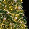 vidaXL Umelý vianočný stromček 300 LED, súprava gulí a sneh 210 cm
