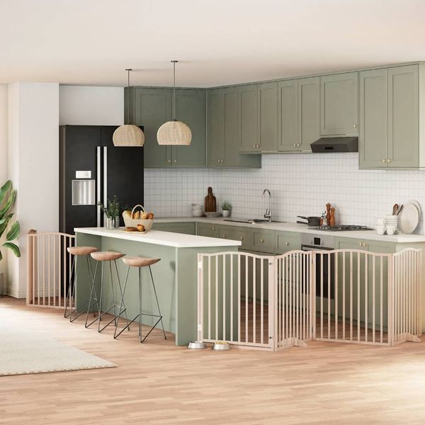 vidaXL Brána pre psa s dverami sklad. 6 panelov 480 cm topoľové drevo