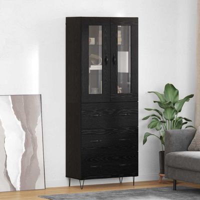 vidaXL Highboard Čierny dub 69,5 x 34 x 90 cm Kompozitné drevo