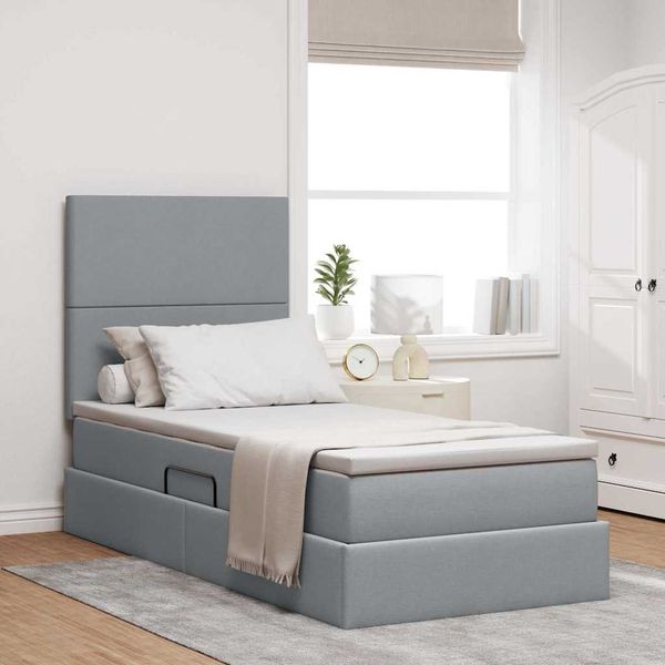 vidaXL Postel s úložným prostorem a matrací Svetlosivá 90 x 200 cm