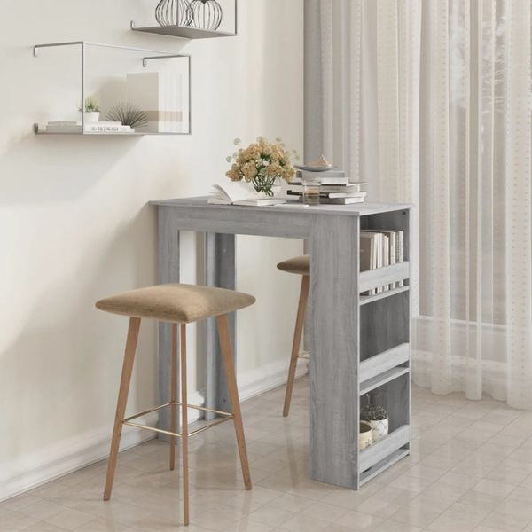 vidaXL Barový stôl+regál, sivá sonoma 102x50x103,5cm kompozitné drevo
