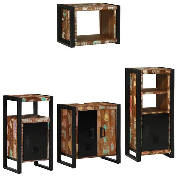 vidaXL Sada kúpeľňového nábytku Nástenný 4 pcs Masívne obnovené drevo