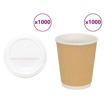 vidaXL papierové šálky na kávu s viečkom 1000 ks 8oz 200ml
