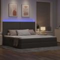 vidaXL LED úložná posteľ s matracom Sivohnedá 200 x 200 cm Látka